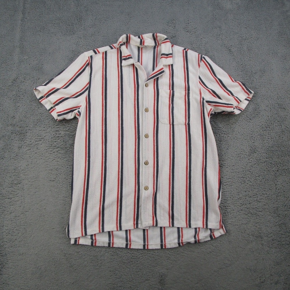 Marine Layer Shirt Mens Medium Cabana Towel Terry White Striped MXS2507